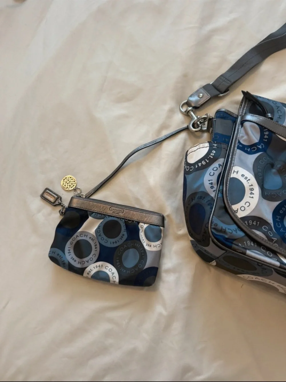 Coach | Signature Snaphead Blue Multifunction Baby Diaper Messenger Bag